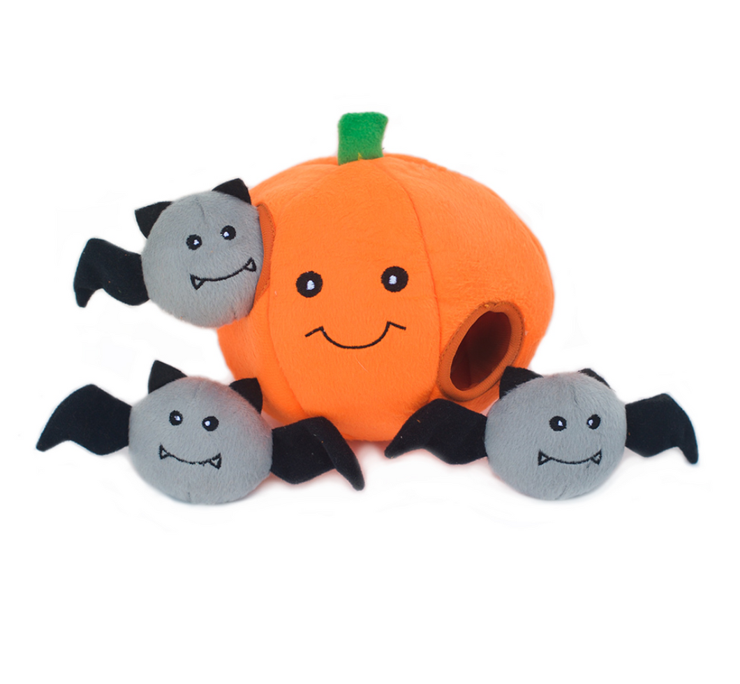 Zippy Paws Burrow Toy - Halloween Pumpkin with Bats