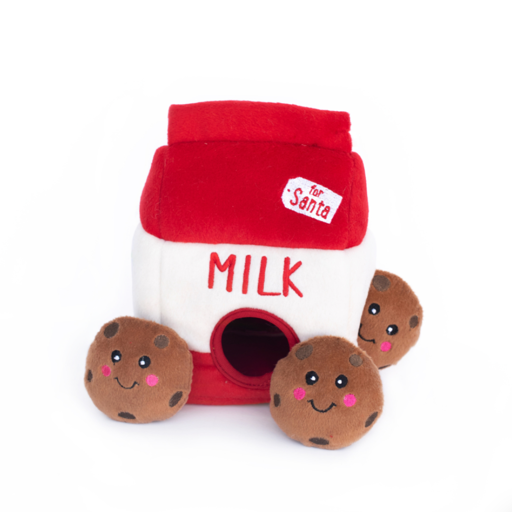 Zippy Paws Holiday Burrow Toy - Santa's Milk and Cookies
