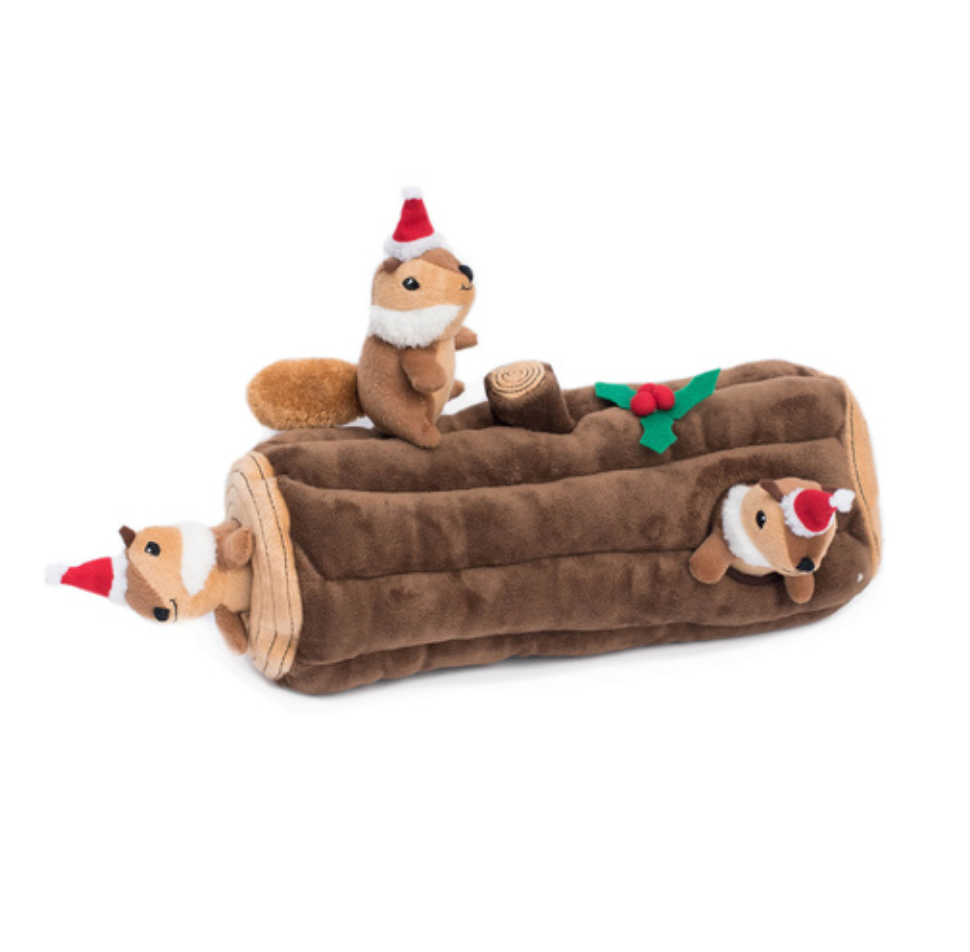 Zippy Paws Deluxe Holiday Burrow Toy - Yule Log