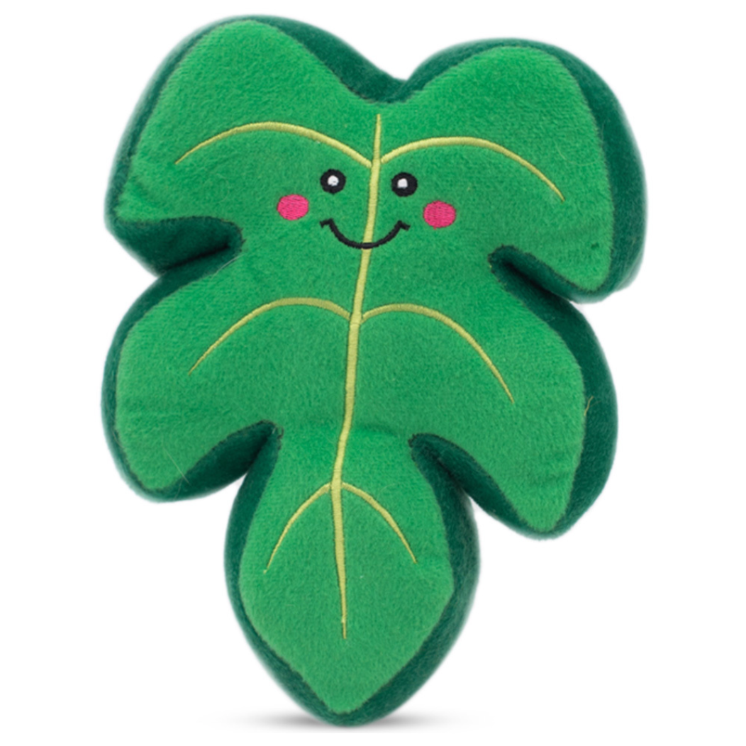 Zippy Paws Monstera Leaf Pattiez Plush Squeaker Toy