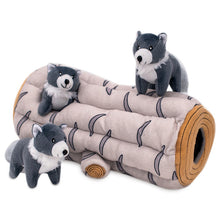 Load image into Gallery viewer, Zippy Paws Deluxe Burrow Toy - Tree Log and Wolves
