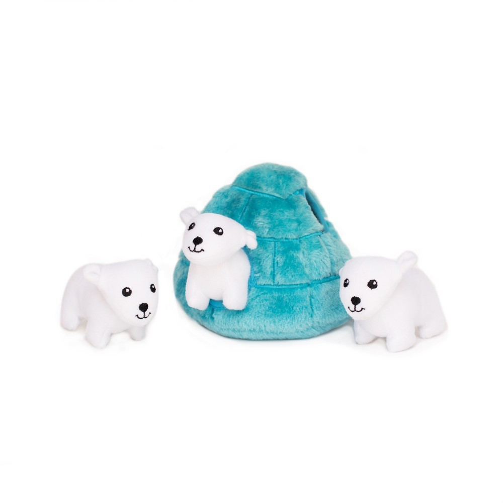 Zippy Paws Burrow Toy - Polar Bear Iglow